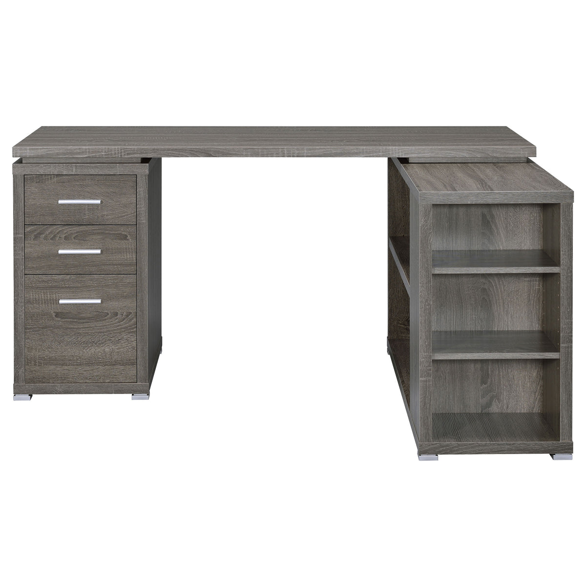 Yvette 60-inch 3-drawer L-Shape Computer Desk - Weathered Grey