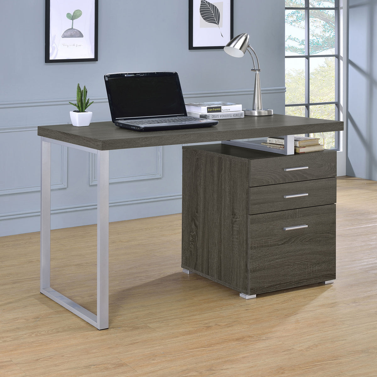 Brennan 47-inch 3-drawer Office Computer Desk - Weathered Grey