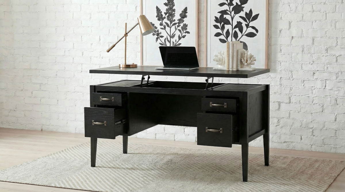 Graham 4-Drawer Lift-Top Computer Desk - Black