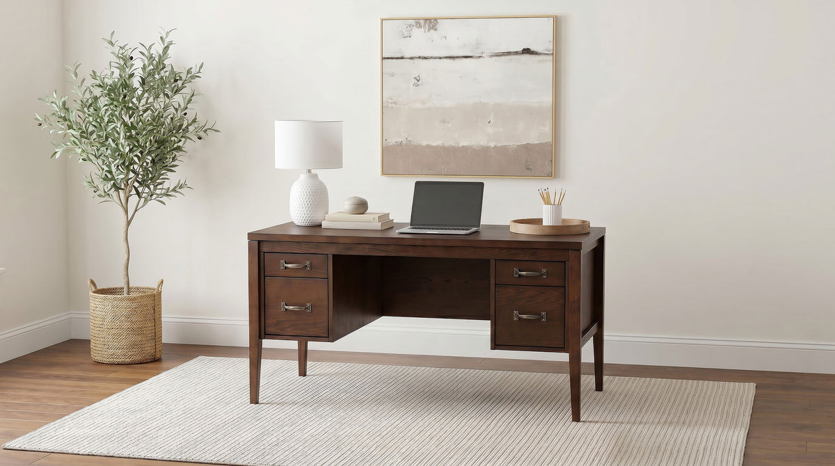 Graham 4-Drawer Lift-Top Computer Desk - Walnut Brown