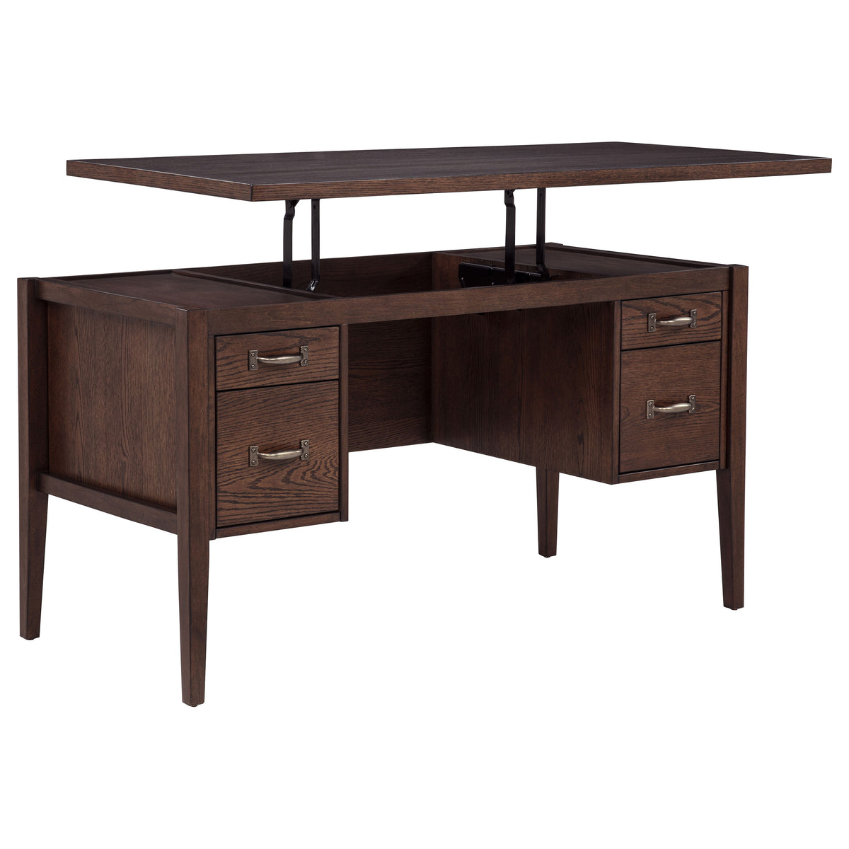 Graham 4-Drawer Lift-Top Computer Desk - Walnut Brown