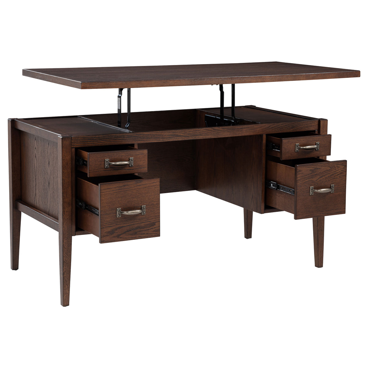 Graham 4-Drawer Lift-Top Computer Desk - Walnut Brown