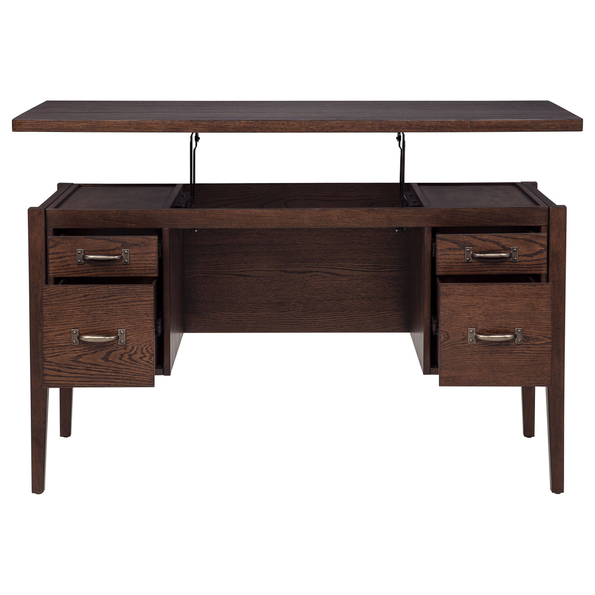 Graham 4-Drawer Lift-Top Computer Desk - Walnut Brown