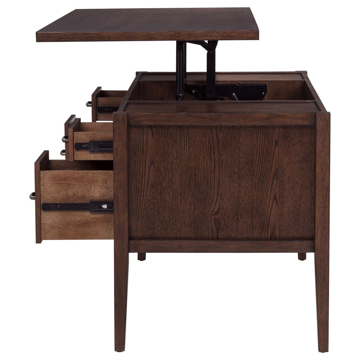 Graham 4-Drawer Lift-Top Computer Desk - Walnut Brown