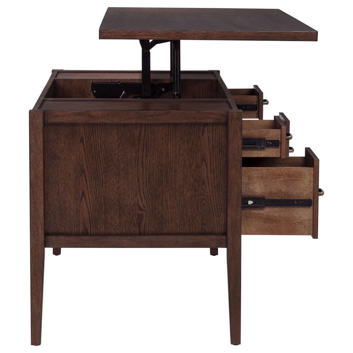 Graham 4-Drawer Lift-Top Computer Desk - Walnut Brown
