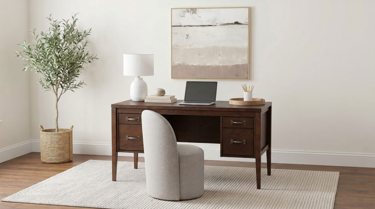 Graham 4-Drawer Lift-Top Computer Desk - Walnut Brown