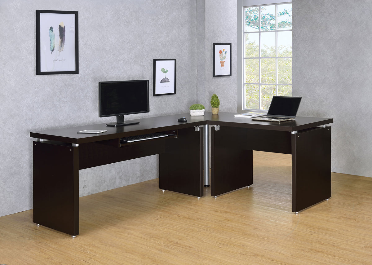 Skylar Computer Desk Cappuccino - 83-inch L-Shaped Office