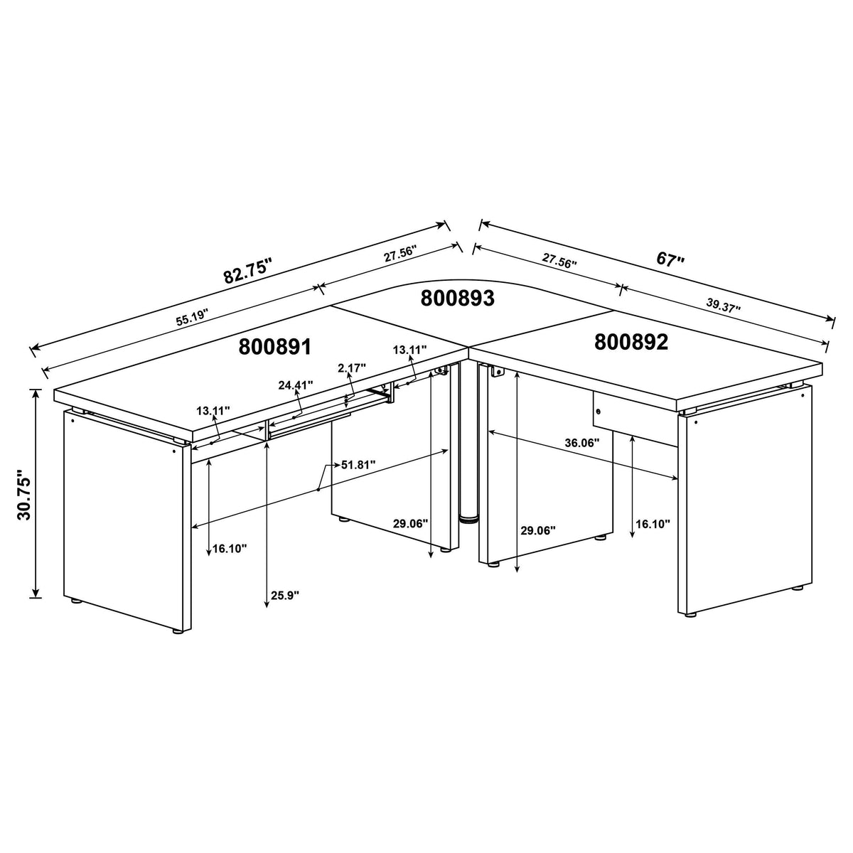Skylar Computer Desk Cappuccino - 83-inch L-Shaped Office