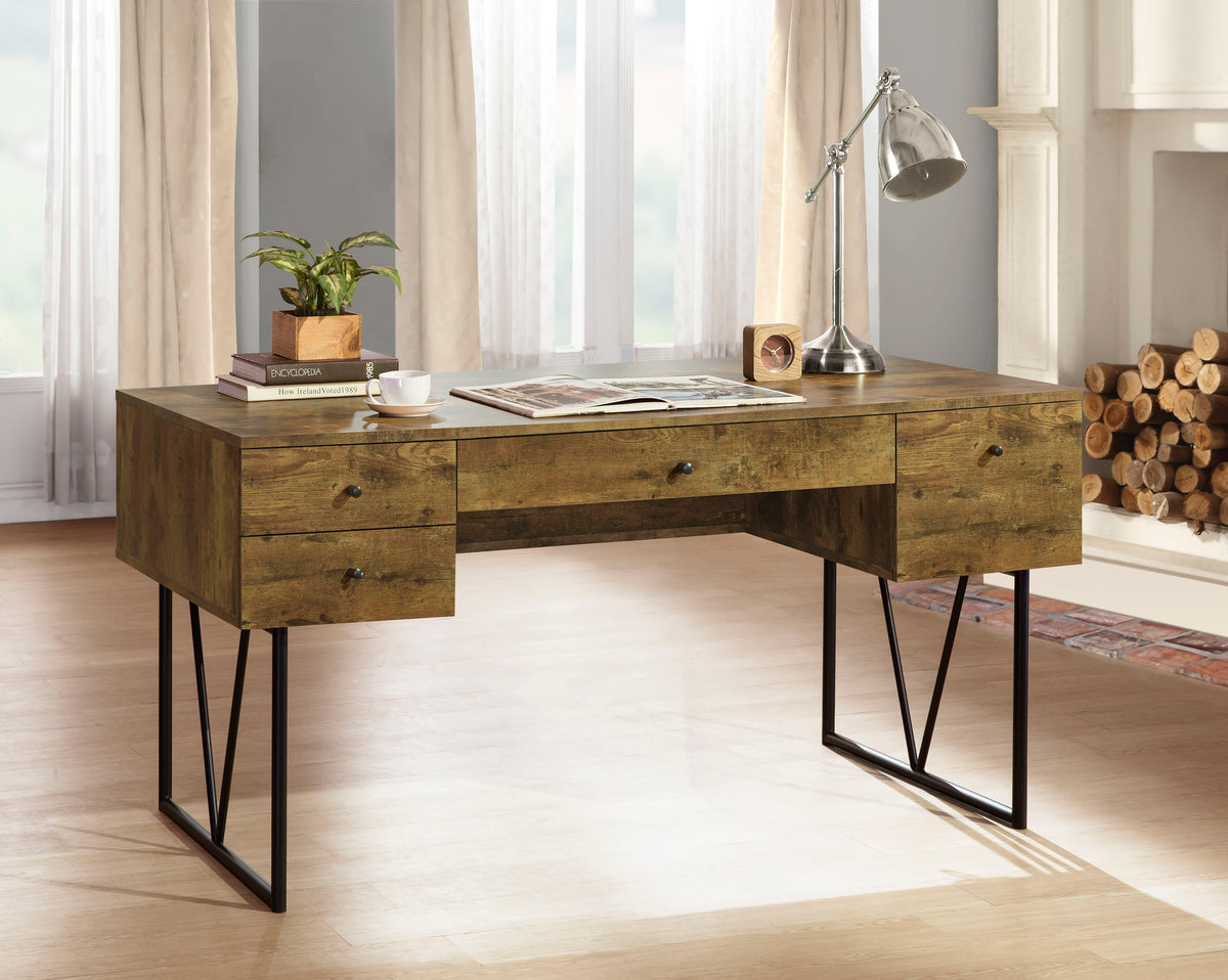 Analiese 63-inch 4-drawer Writing Desk - Rustic Nutmeg
