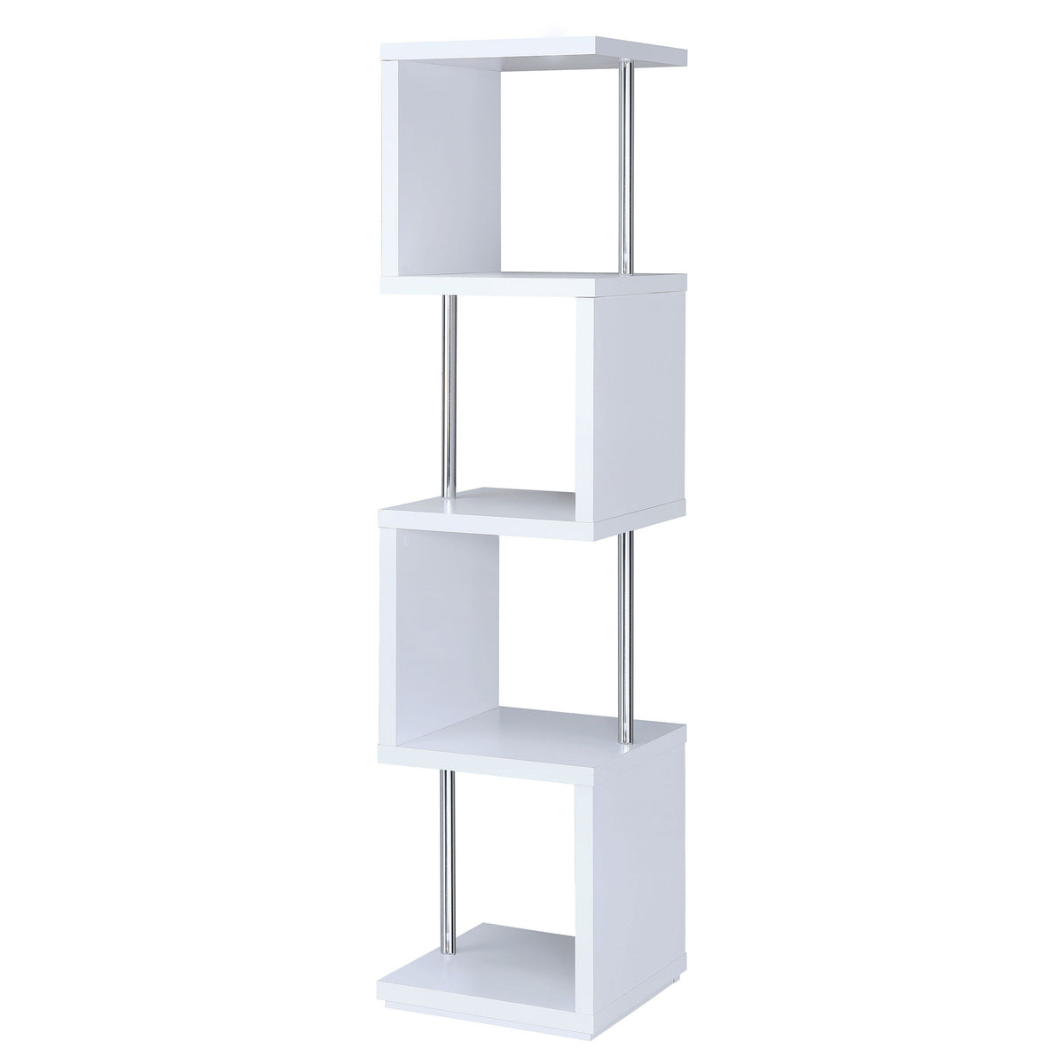 Baxter 67-inch 3-shelf Bookshelf White and Chrome