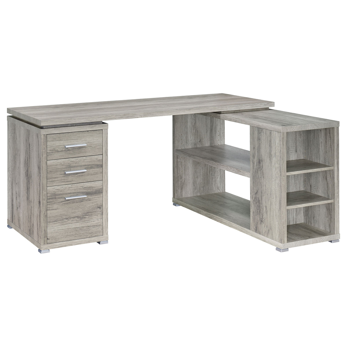 Yvette 60-inch 3-drawer L-Shape Computer Desk - Grey Driftwood