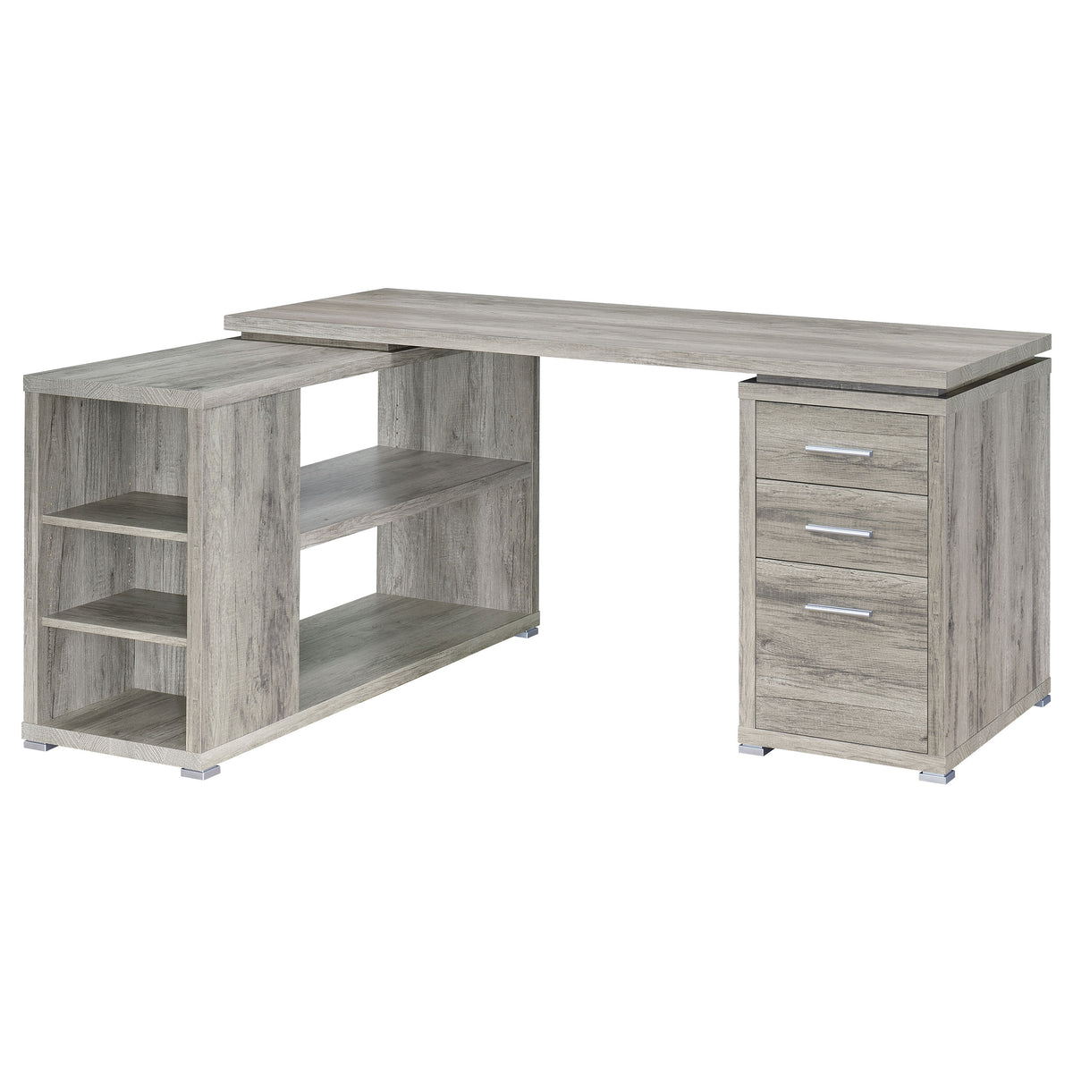 Yvette 60-inch 3-drawer L-Shape Computer Desk - Grey Driftwood