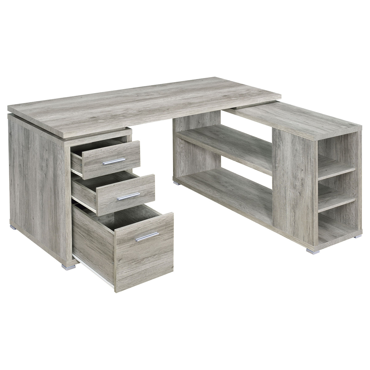 Yvette 60-inch 3-drawer L-Shape Computer Desk - Grey Driftwood