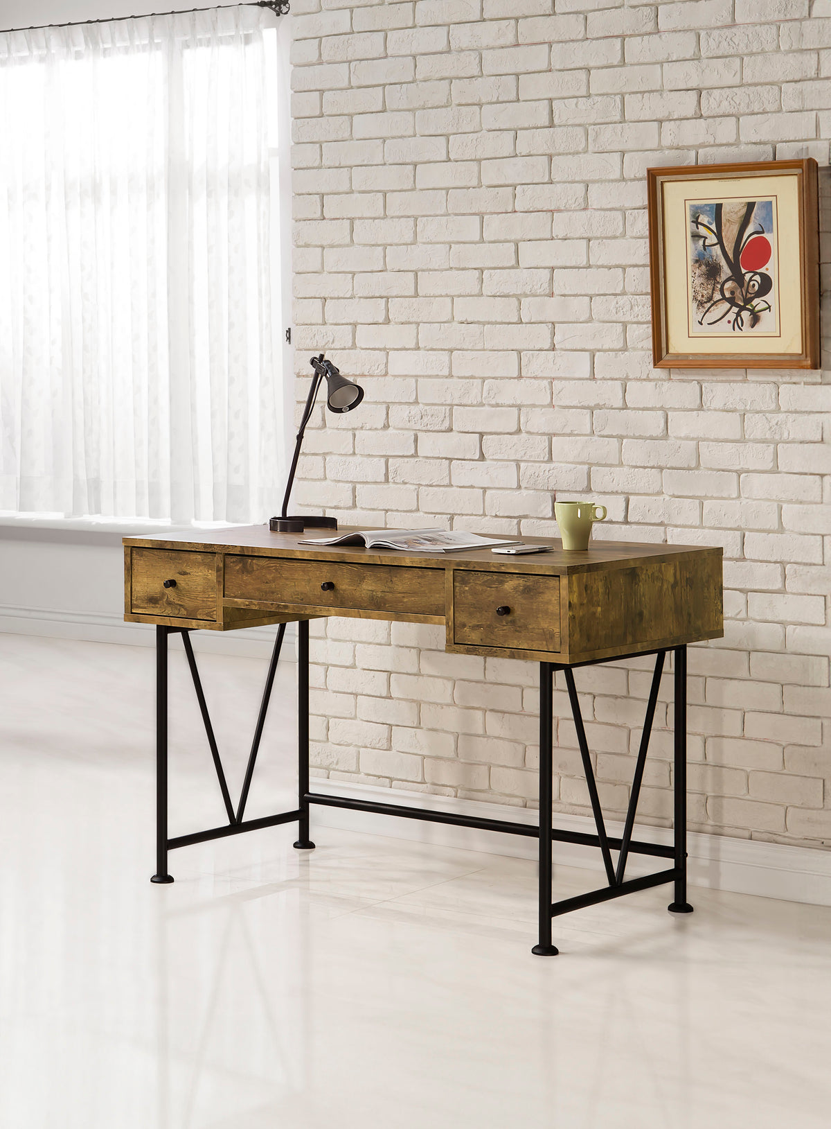Analiese 47-inch 3-drawer Writing Desk - Rustic Nutmeg