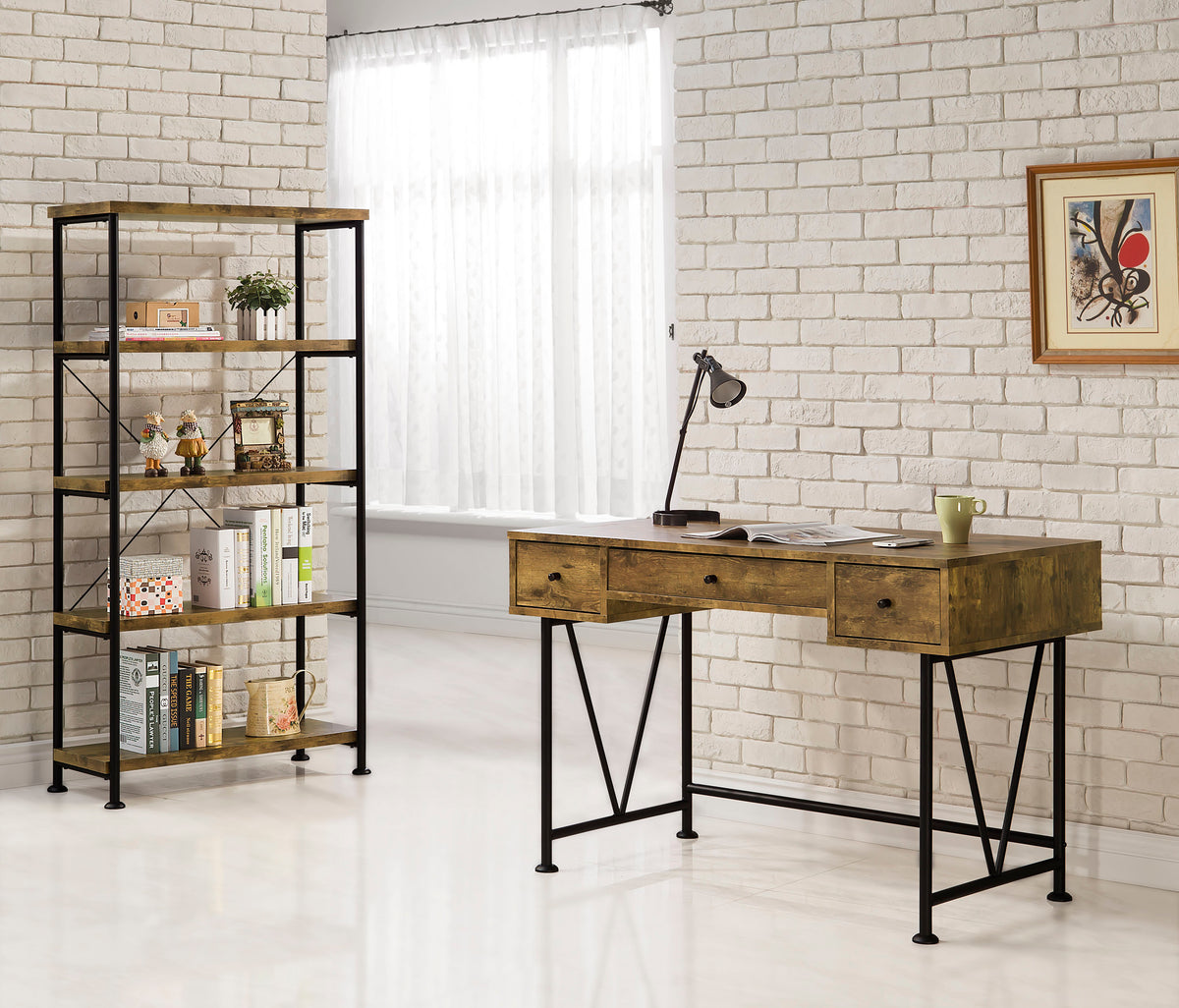 Analiese 63-inch 4-shelf Bookshelf - Rustic Nutmeg