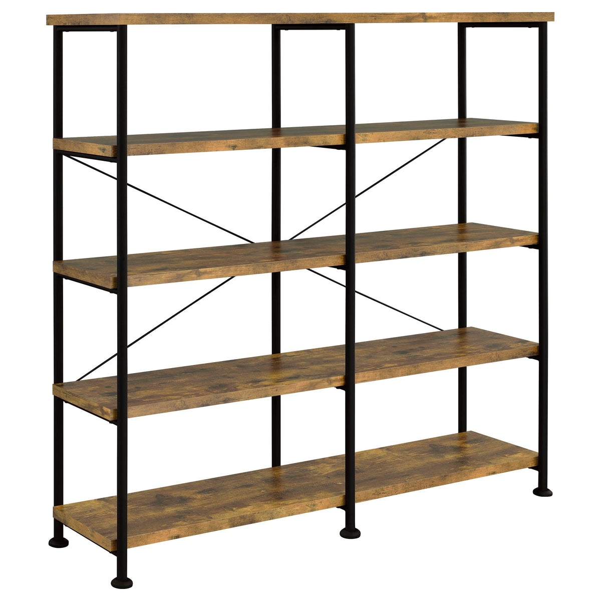 Analiese 63-inch 4-shelf Double Bookshelf - Rustic Nutmeg