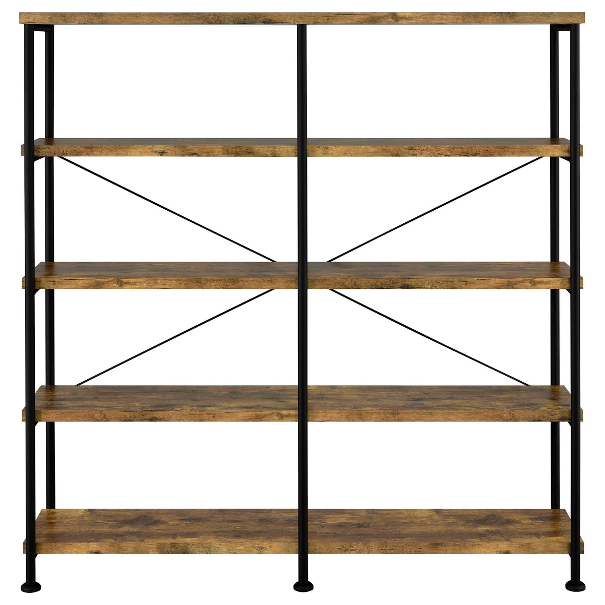 Analiese 63-inch 4-shelf Double Bookshelf - Rustic Nutmeg