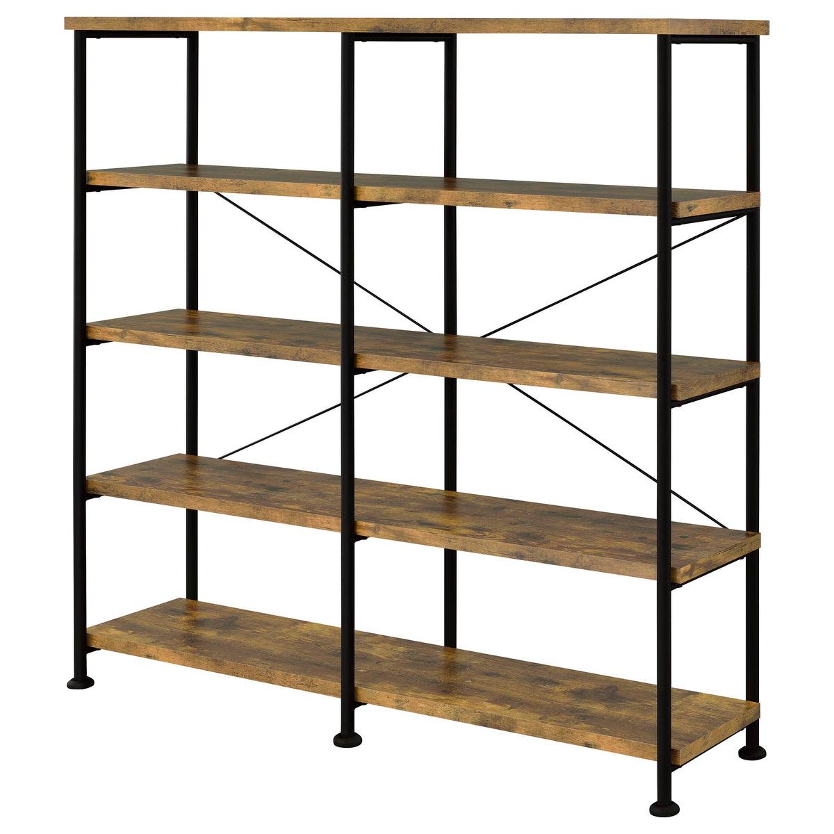 Analiese 63-inch 4-shelf Double Bookshelf - Rustic Nutmeg