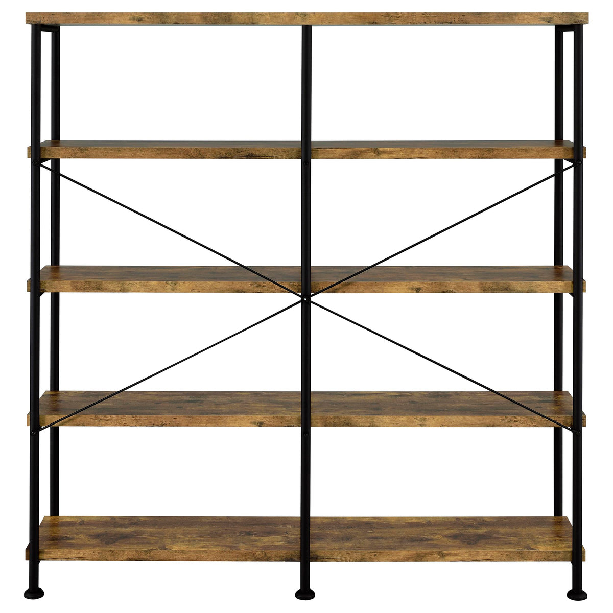 Analiese 63-inch 4-shelf Double Bookshelf - Rustic Nutmeg