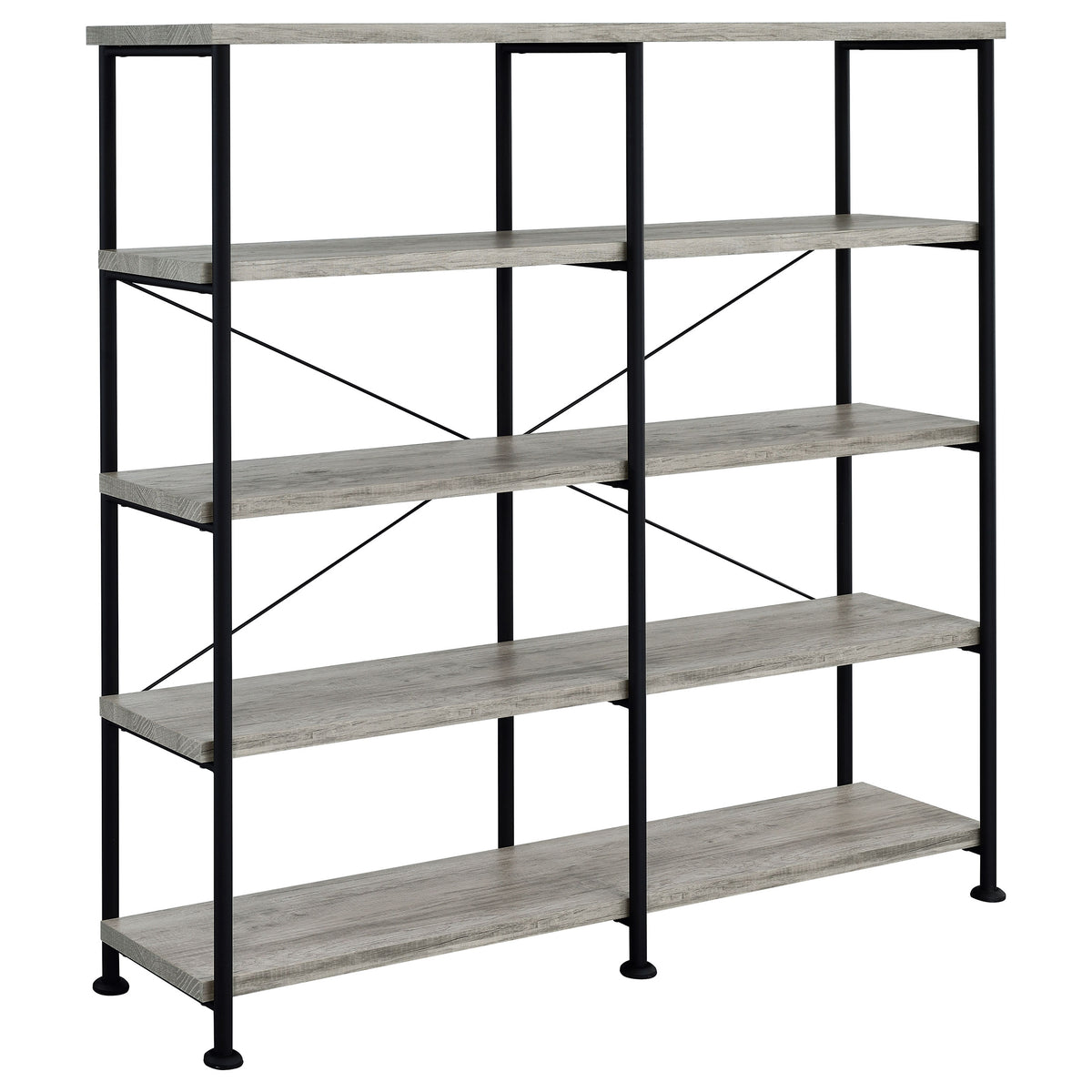 Analiese 63-inch 4-shelf Double Bookshelf - Grey Driftwood