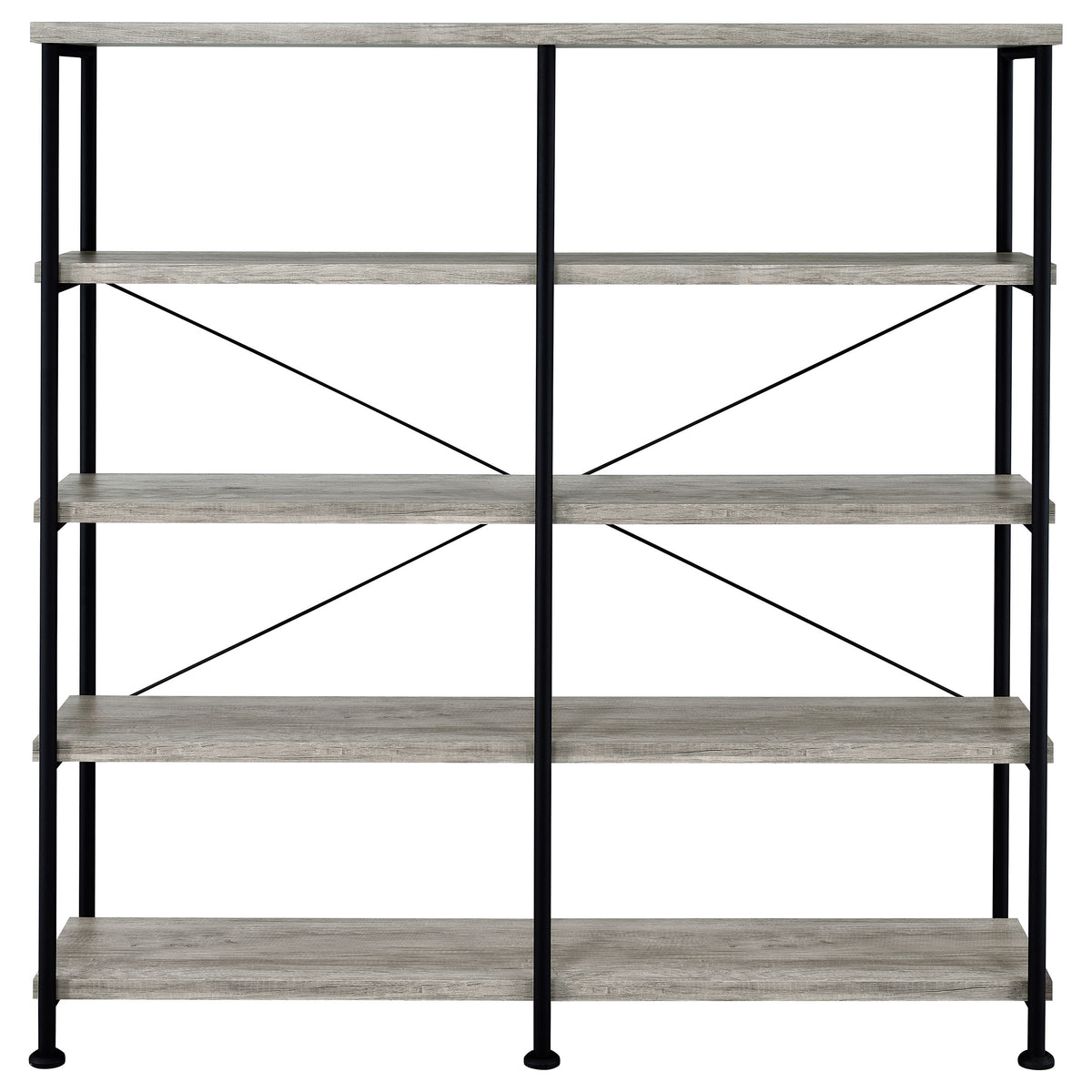 Analiese 63-inch 4-shelf Double Bookshelf - Grey Driftwood