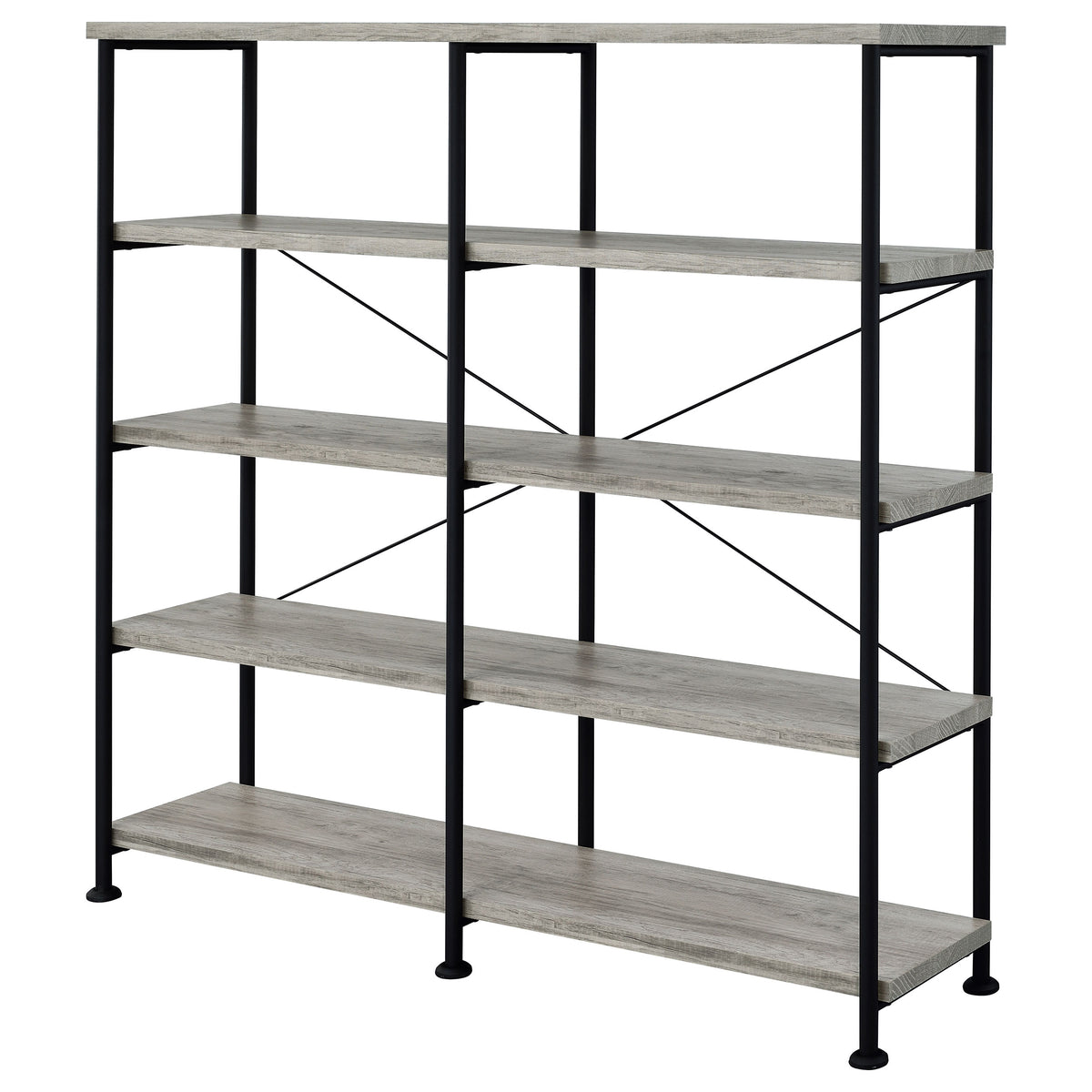 Analiese 63-inch 4-shelf Double Bookshelf - Grey Driftwood