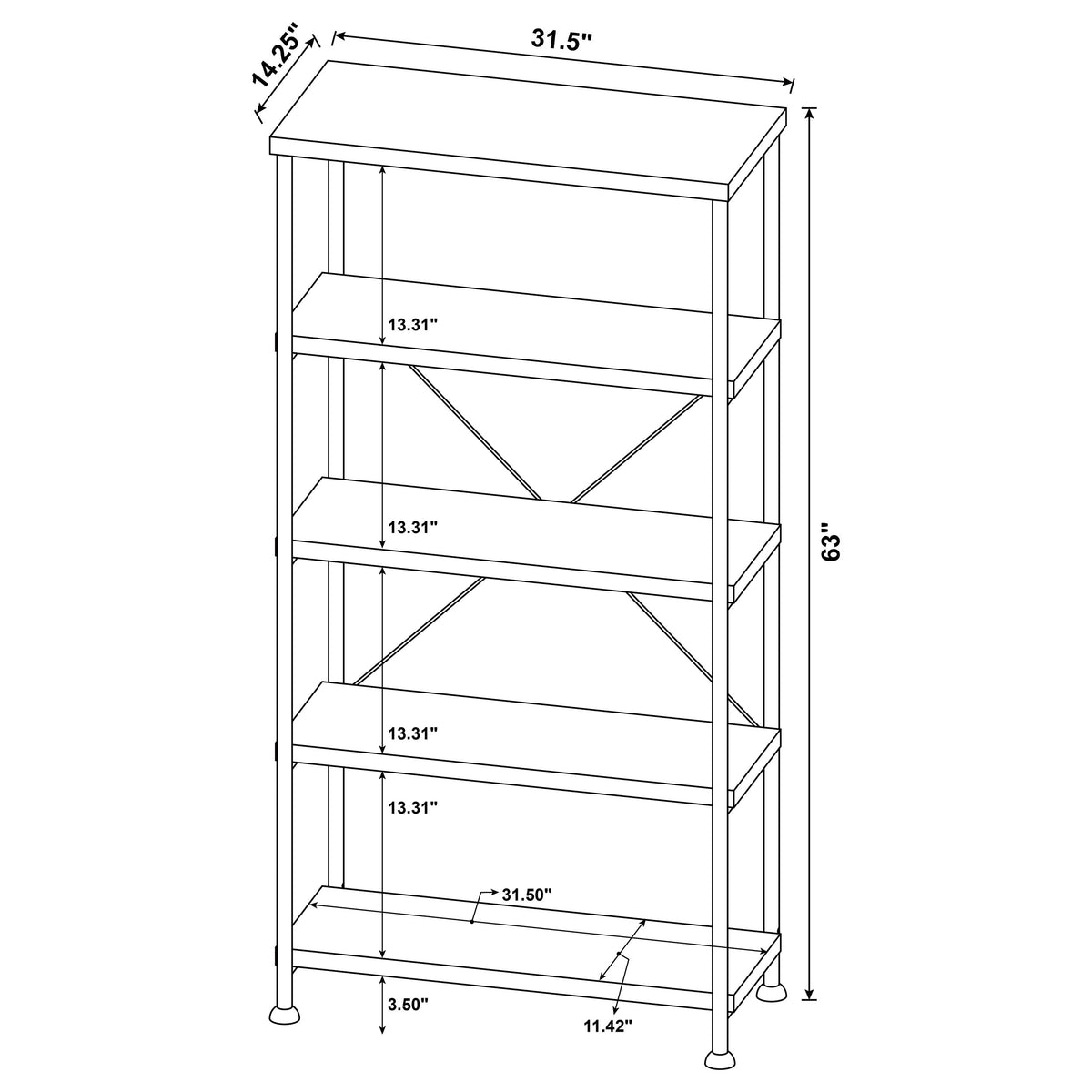 Analiese 63-inch 4-shelf Bookshelf - Grey Driftwood