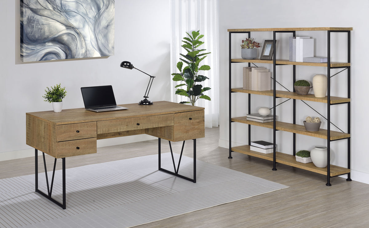 Analiese 63-inch 4-shelf Double Bookshelf - Mango