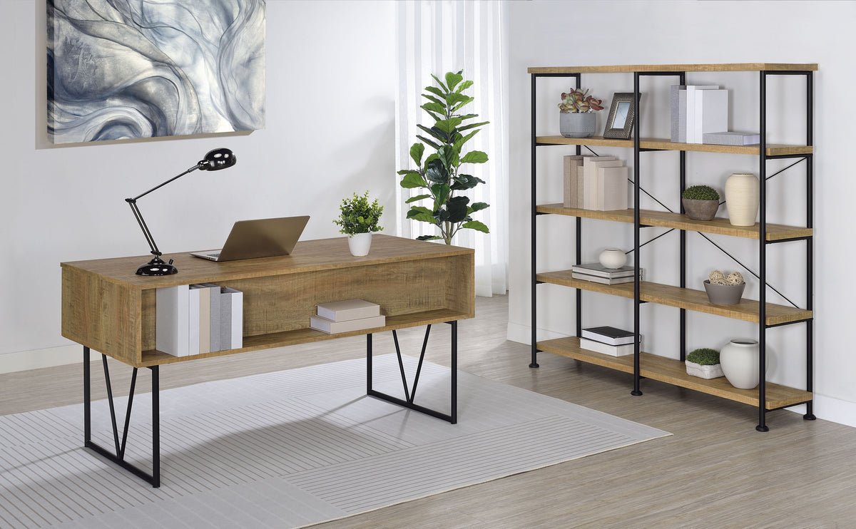 Analiese 63-inch 4-shelf Double Bookshelf - Mango