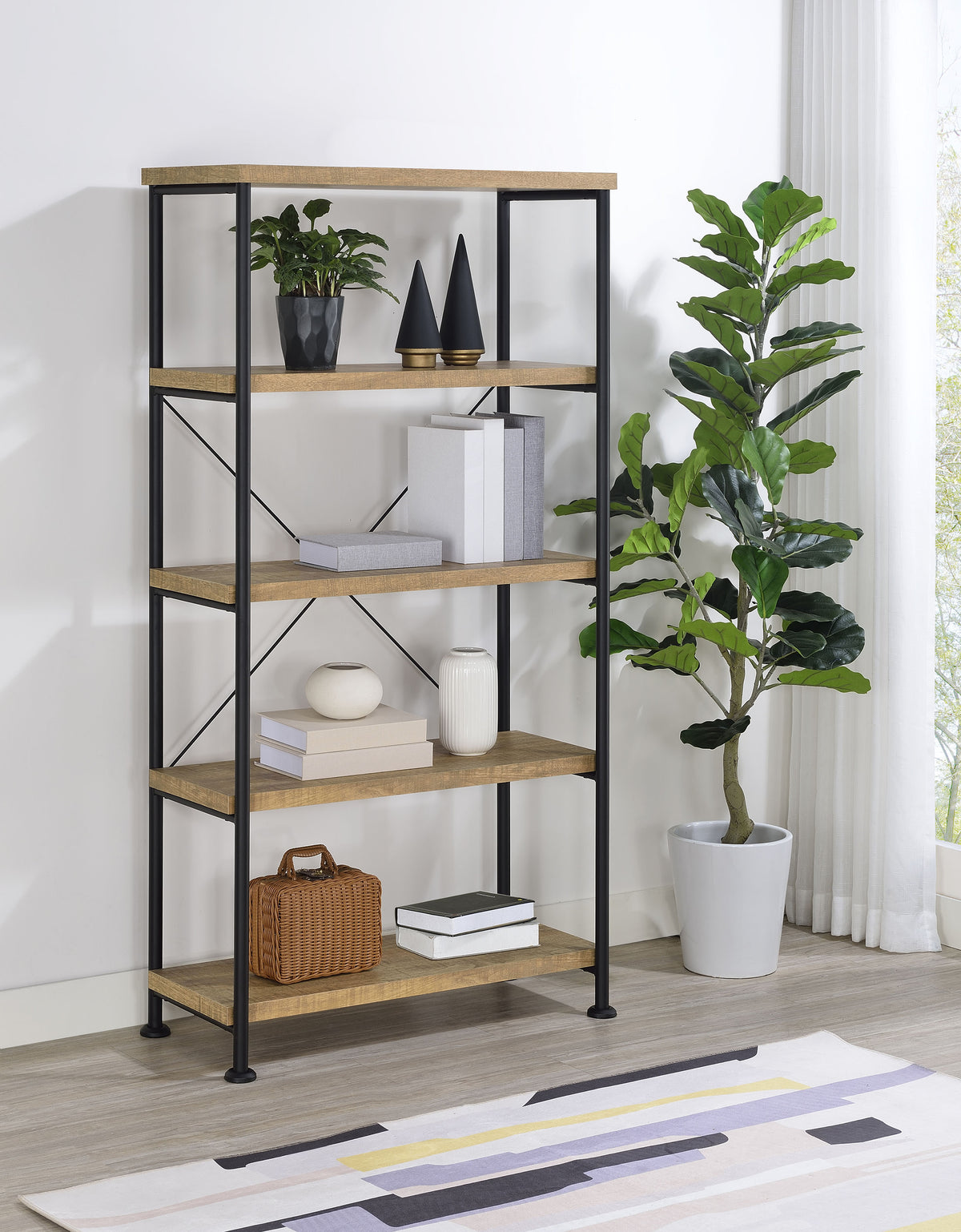 Analiese 63-inch 4-shelf Bookshelf - Mango