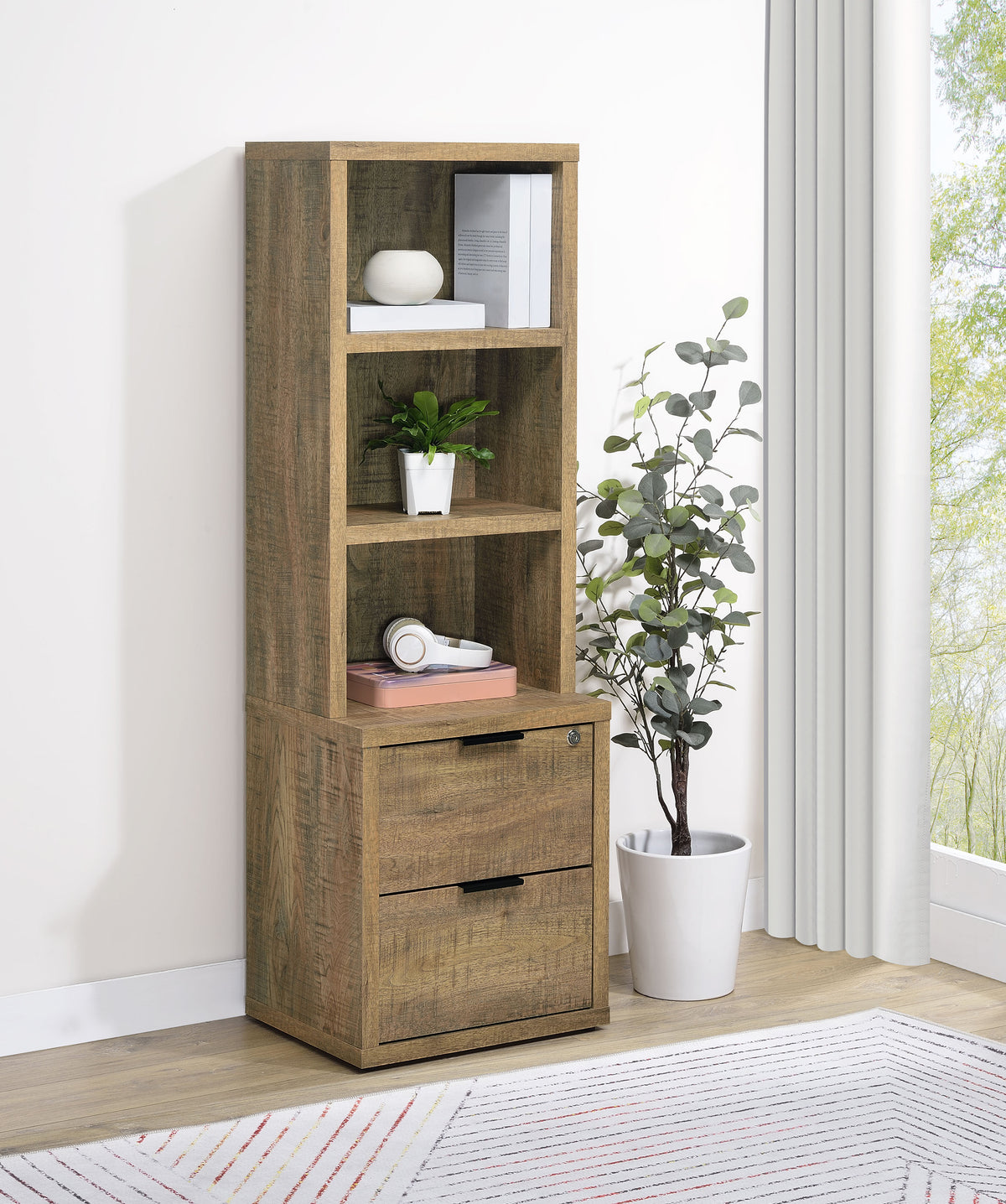 Westpark 3-shelf Bookcase USB and Lockable Drawer - Mango
