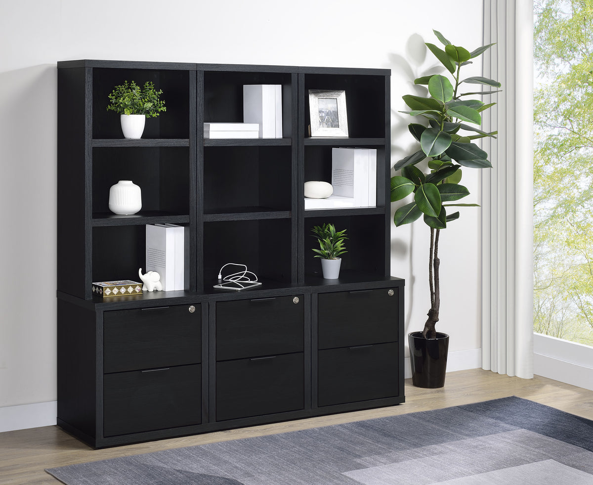 Westpark 3-shelf Bookcase USB and Lockable Drawer - Black