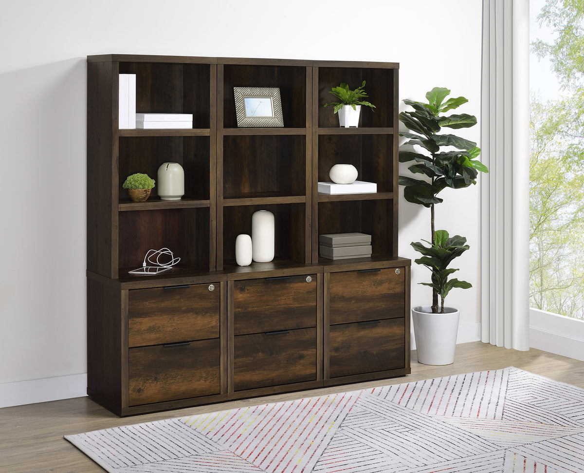 Westpark 3-piece Wall Unit Bookcase Set with USB - Dark Pine