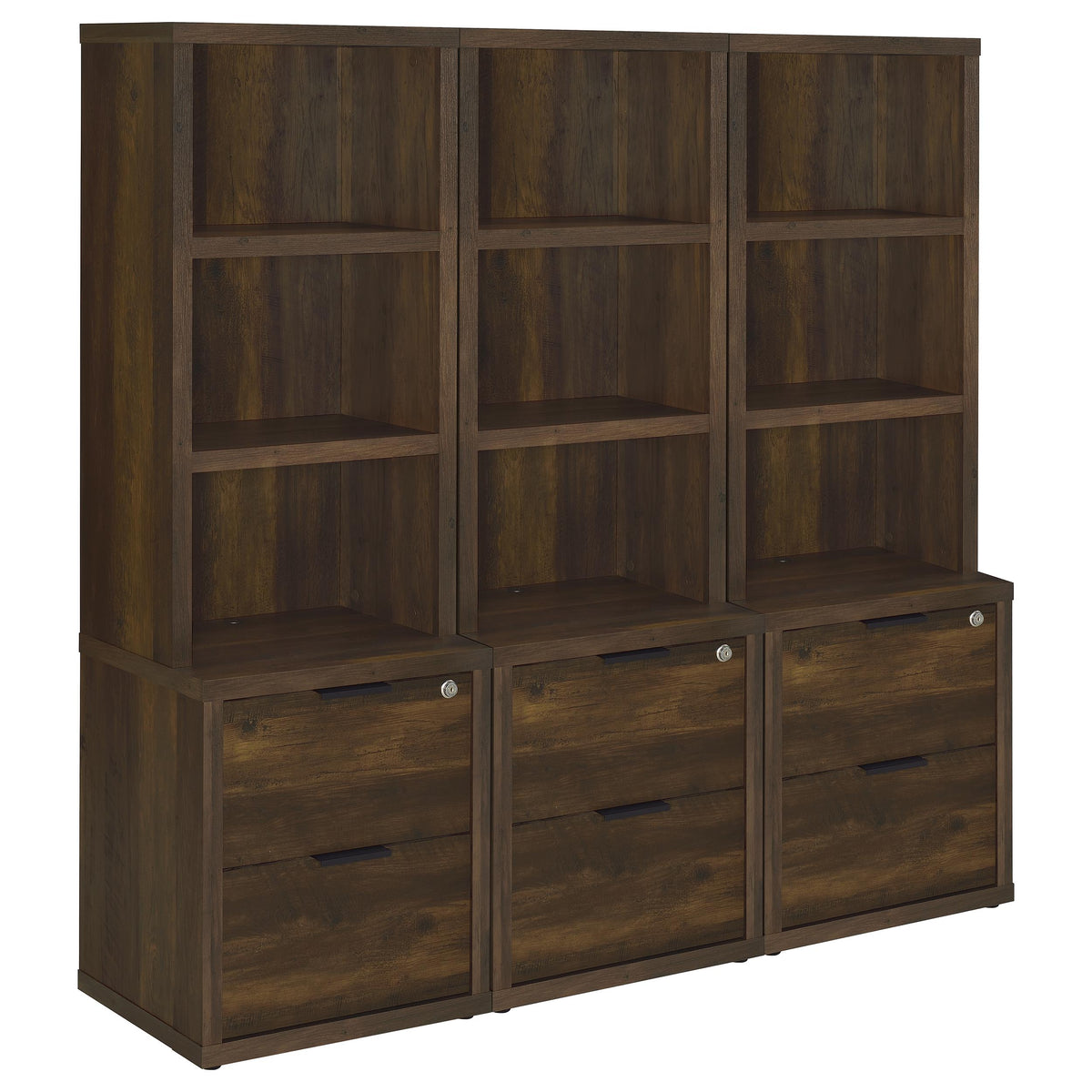 Westpark 3-piece Wall Unit Bookcase Set with USB - Dark Pine