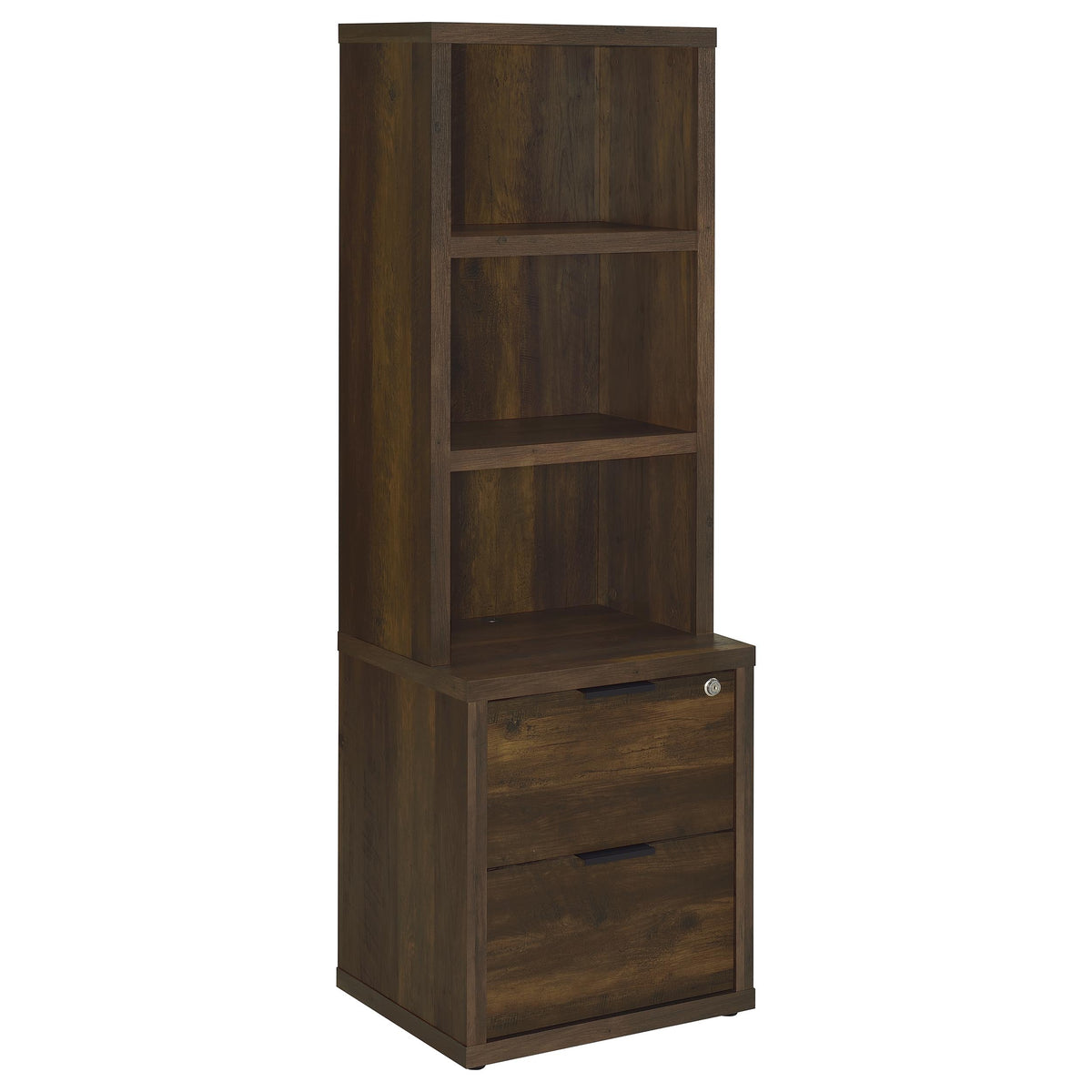 Westpark 3-shelf Bookcase USB and Lockable Drawer - Dark Pine