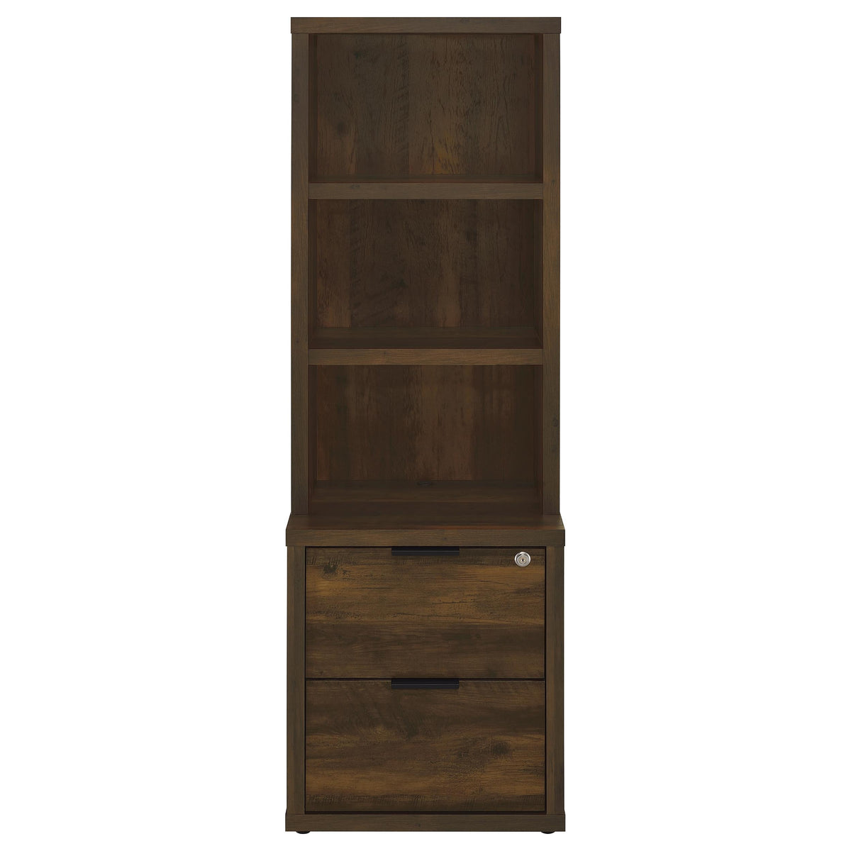 Westpark 3-shelf Bookcase USB and Lockable Drawer - Dark Pine