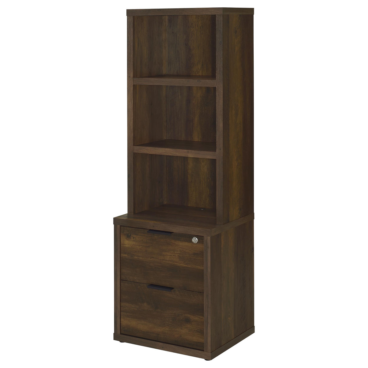 Westpark 3-shelf Bookcase USB and Lockable Drawer - Dark Pine