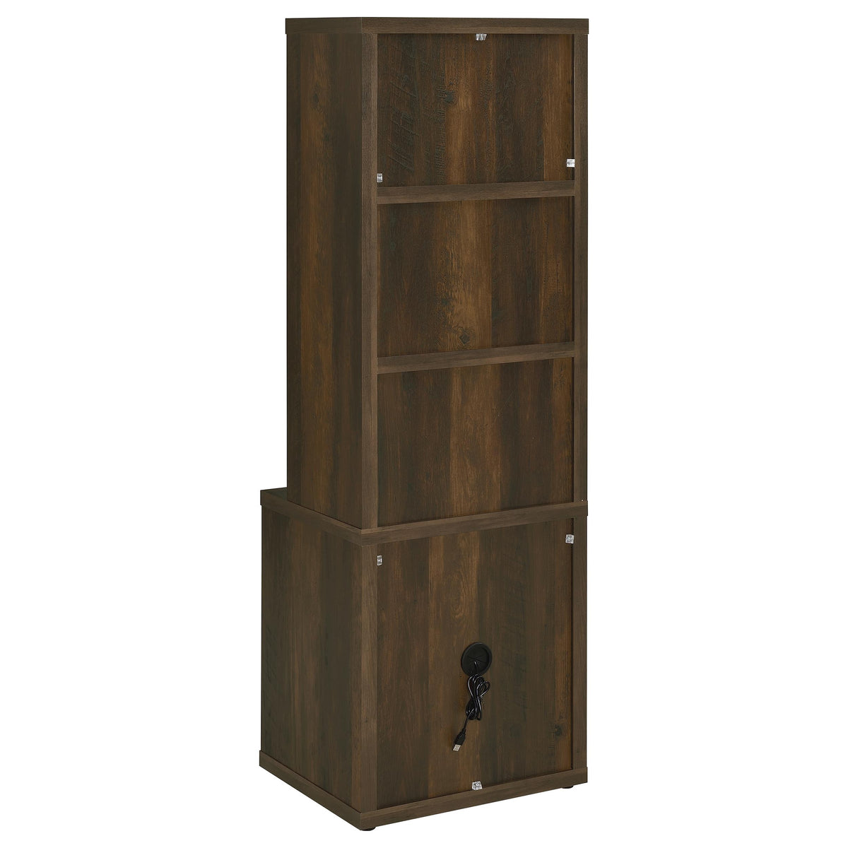 Westpark 3-shelf Bookcase USB and Lockable Drawer - Dark Pine