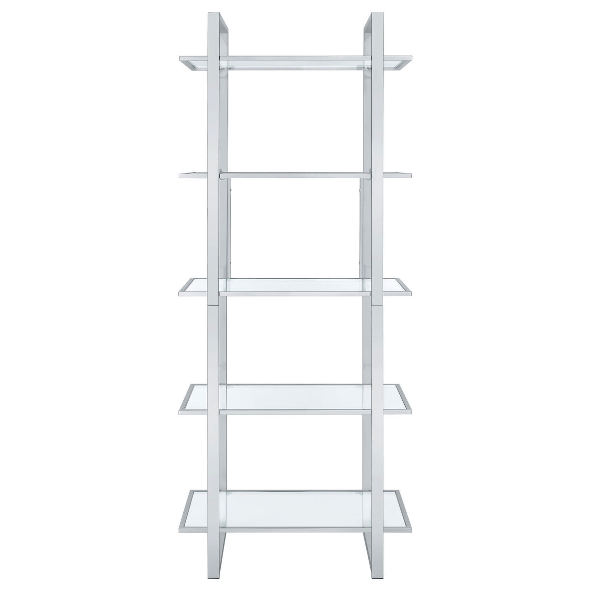 Hartford 79-inch 5-shelf Glass Bookshelf Chrome