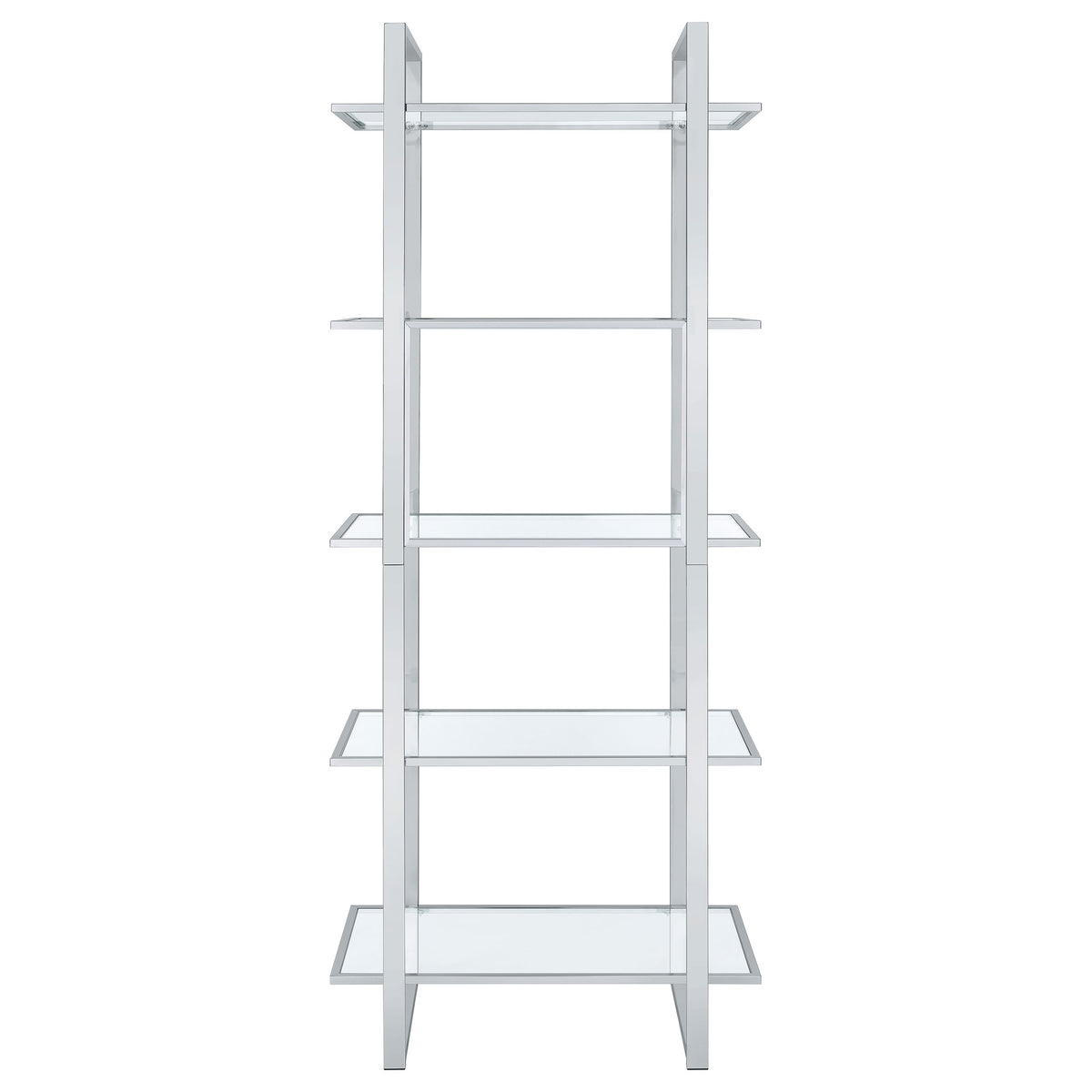 Hartford 79-inch 5-shelf Glass Bookshelf Chrome