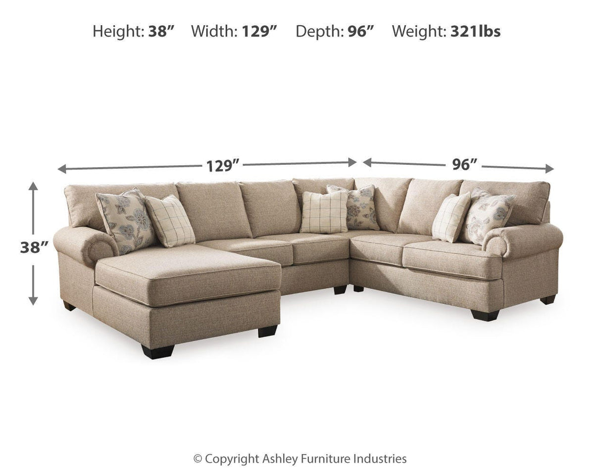 Baceno 3-Piece Sectional with Chaise Chenille
