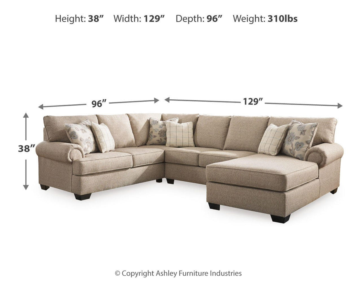 Baceno 3-Piece Sectional with Chaise Chenille