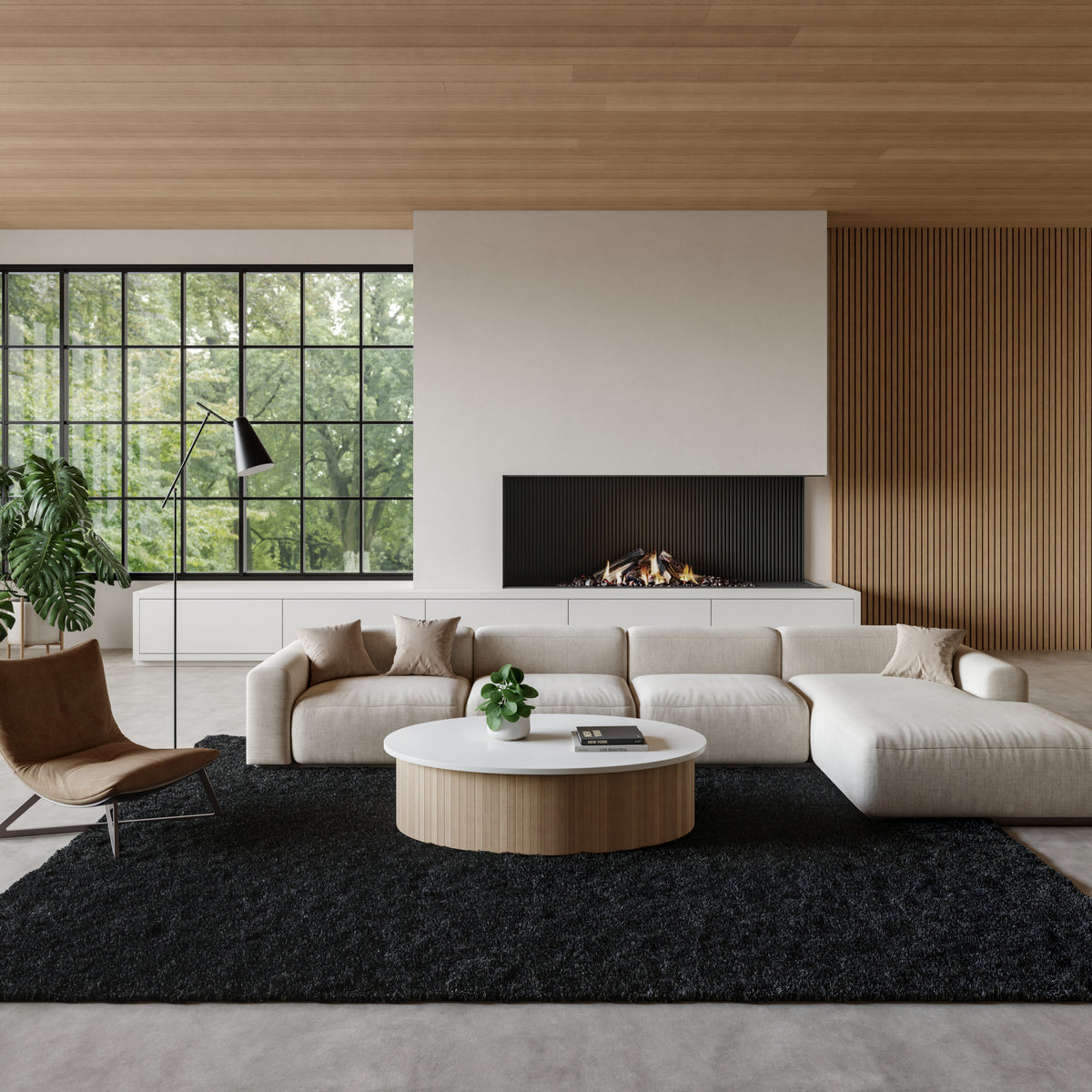Pacific Shag PCS01 Black Rug - room scene