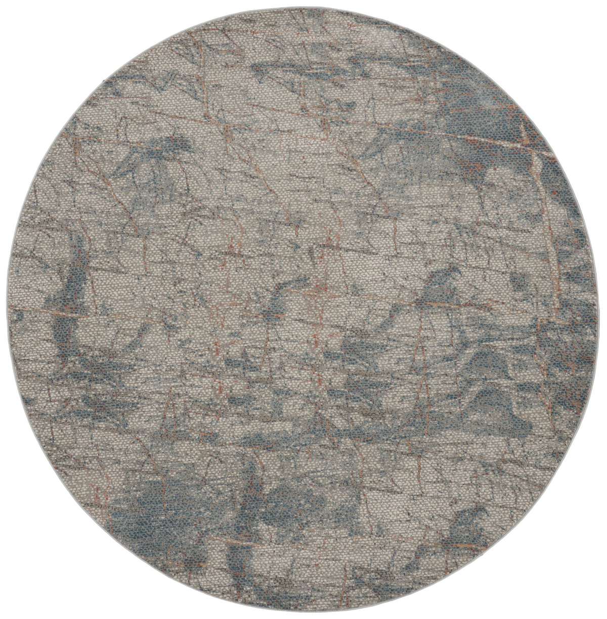 Rustic Textures RUS15 Light Grey Blue Rug - Round