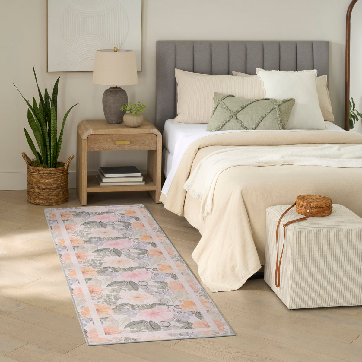 Botanical Washables BOT01 Beige Multicolor Rug - room scene