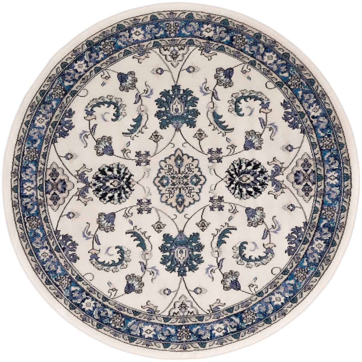 Nourison Essentials NRE05 Ivory Blue Rug - Round