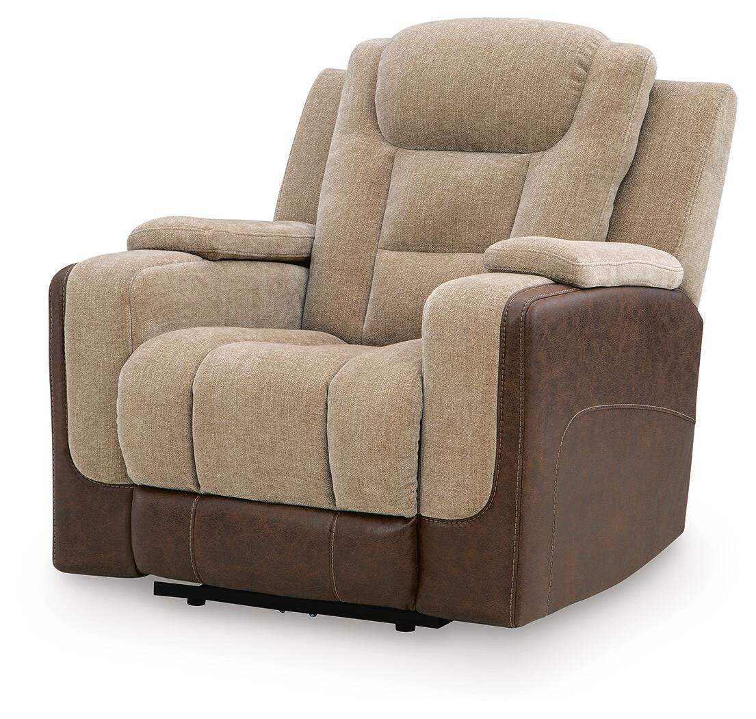 Mixed Motion PWR Recliner/ADJ Headrest Faux Leather Chenille
