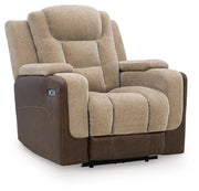 Mixed Motion PWR Recliner/ADJ Headrest Faux Leather Chenille