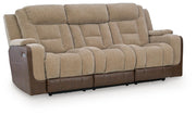 Mixed Motion PWR REC Sofa with ADJ Headrest Faux Leather Chenille