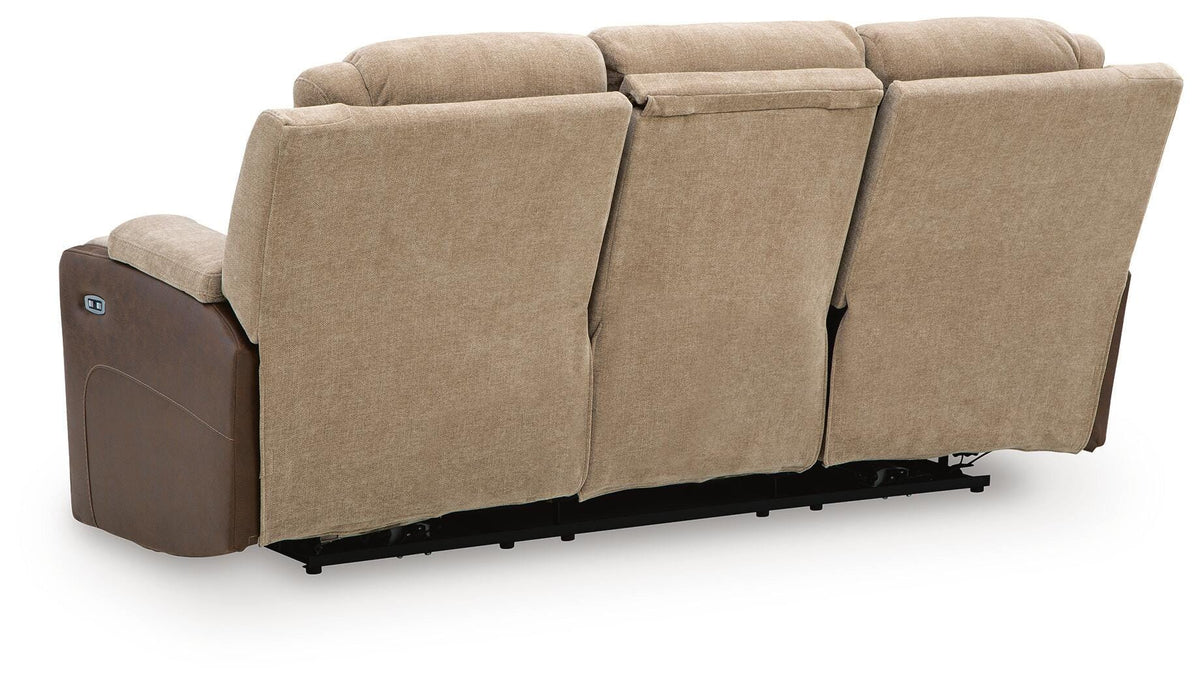 Mixed Motion PWR REC Sofa with ADJ Headrest Faux Leather Chenille